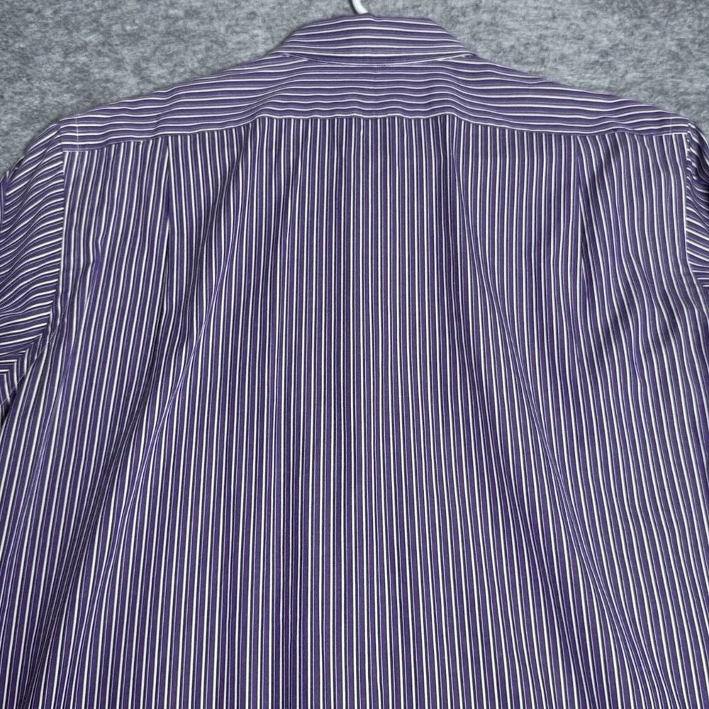 Polo Ralph Lauren Shirt Men 16.5  34/35 Curham Classic Fit Purple Stripe Dress